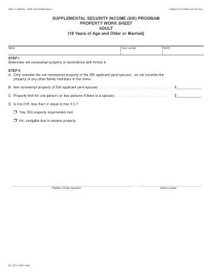 Forma ssa 1099 - Supplemental Security Income SSI Program Property Work Sheet Adult Supplemental Security Income SSI Program Property Work Sheet Adult - dhcs ca