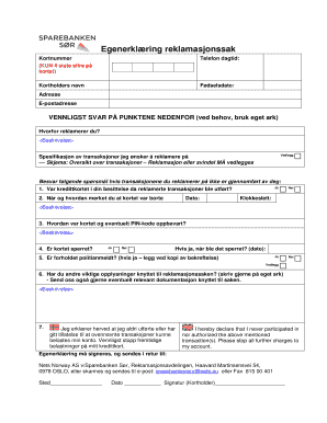 Credit Card Fraud Declaration Form