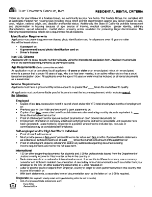 Residential Rental Criteria Form