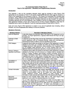 Payor’s PAD Agreement