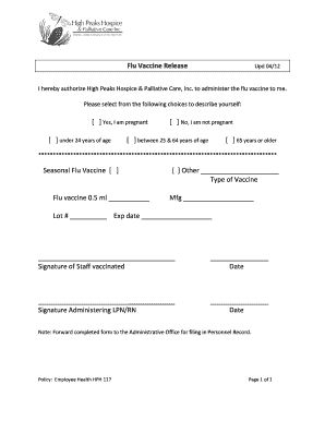 Flu Vaccine Authorization Form