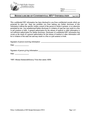 HIV Information Disclosure Form