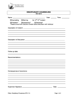Disciplinary Counseling Form