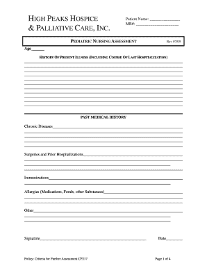 Pediatric Nursing Assessment Form
