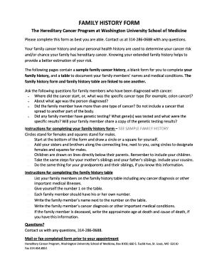 FAMILY HISTORY FORM - Alvin J Siteman Cancer Center - siteman wustl