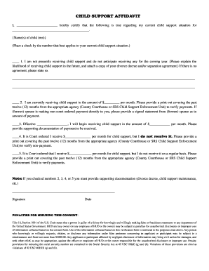 Child Support Affidavit