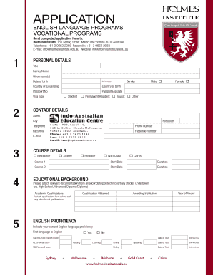 Holmes Institute Application Form