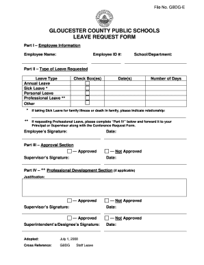 Gloucester County Public Schools Leave Request Form