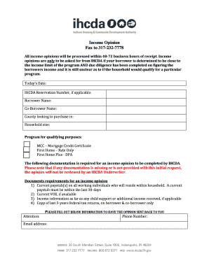 Income Opinion Request Form