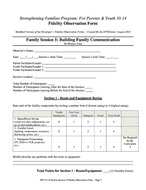 Strengthening Families Program Fidelity Observation Form