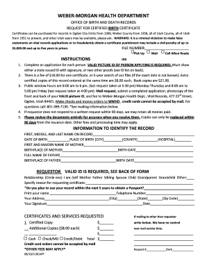 Request for Certified Birth Certificate