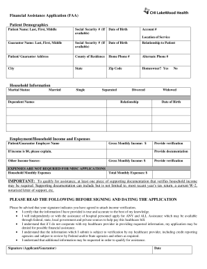 Financial Assistance Application