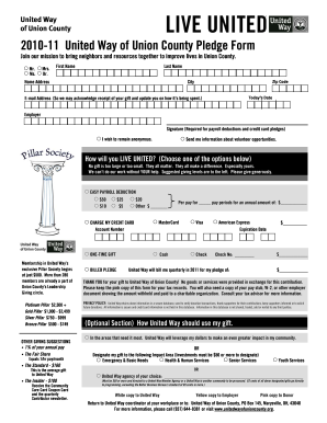 United Way of Union County Pledge Form