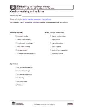 Quality Teaching Online Form
