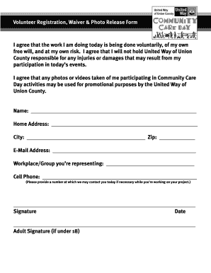 Volunteer Registration Waiver Form