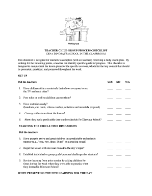 Teacher Child Group Process Checklist