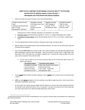 Motion to Withdraw a Plea of Guilty to a Citation