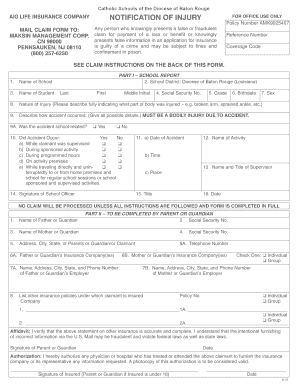 AIG Life Insurance Company Notification of Injury
