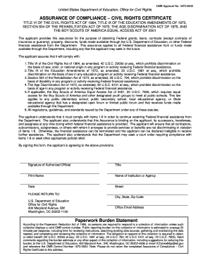 Assurance of Compliance - Civil Rights Certificate