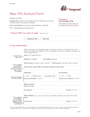 Vanguard IRA Account Form