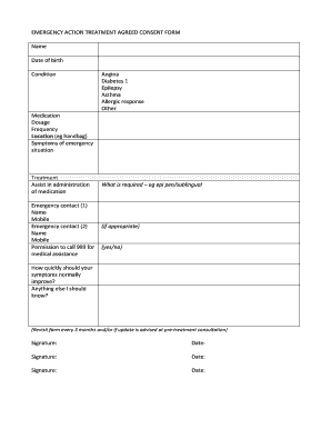 Emergency Action Treatment Consent Form