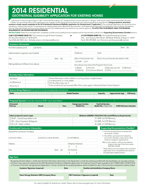 2014 Connecticut Geothermal Eligibility Application