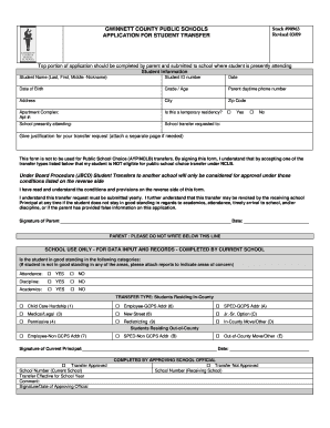 Gwinnett County Student Transfer Application