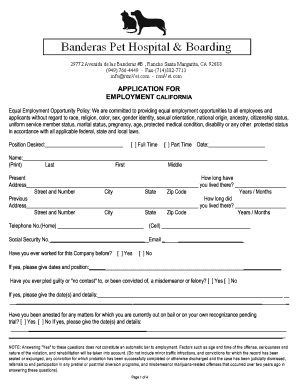 California Employment Application Form