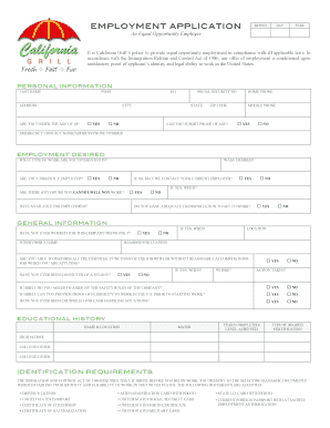 California Grill Employment Application