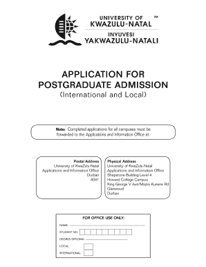 Postgraduate Admission Application Form