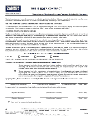 Massachusetts Mandatory Licensee-Consumer Relationship Disclosure