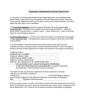 Medication Administration During School Form