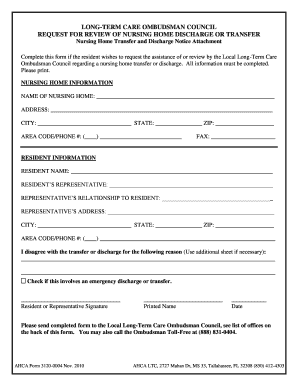 Nursing Home Transfer or Discharge Review Request