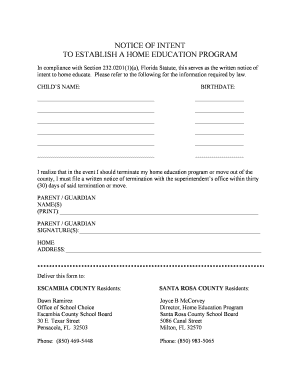 Florida Home Education Program Notice