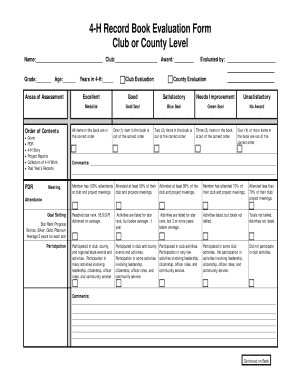 4-H Record Book Evaluation Form