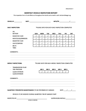 Monthly Vehicle Inspection Report