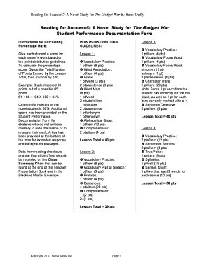 Student Performance Documentation Form