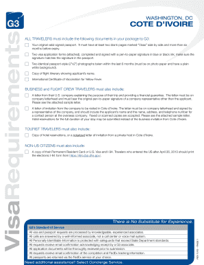 Confirmation letter format - COTE DIVOIRE ALL TRAVELERS must include the following documents in your package to G3: Your original valid signed passport