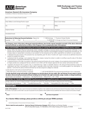 1035 Exchange and Trustee Transfer Request Form