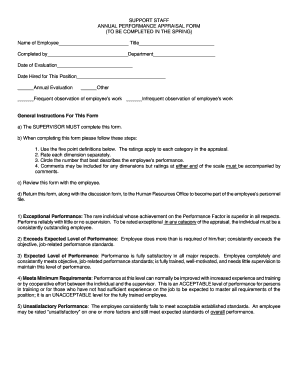 Support Staff Annual Performance Appraisal Form
