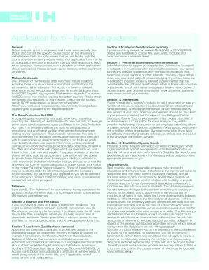 University of Hertfordshire Application Form