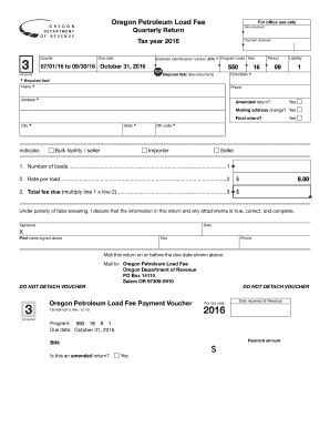 Oregon Petroleum Load Fee Quarterly Return