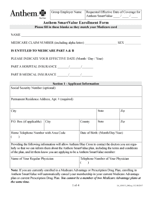 Anthem SmartValue Medicare Enrollment Form