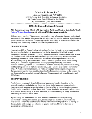 Psychologist Office Policies and Informed Consent