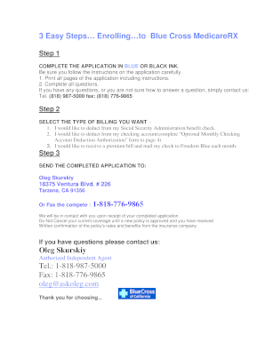 Blue Cross MedicareRx Enrollment Form