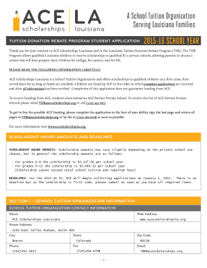 Louisiana Tuition Donation Rebate Program Student Application