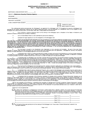 Oklahoma Mortgagor Affidavit and Certification