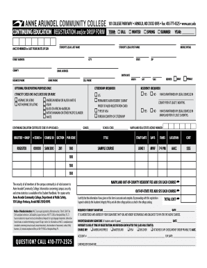 Anne Arundel Community College Registration Form