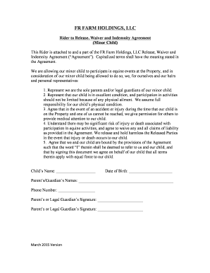 Bake sale letter to parents - FR FARM HOLDINGS MINOR CHILD RELEASE RIDER - farmingtonhunt