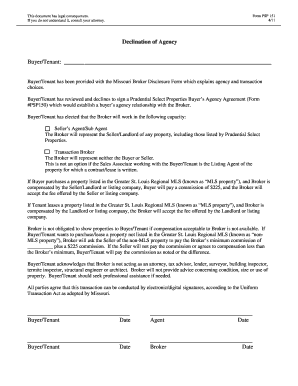 Missouri Declination of Agency Form